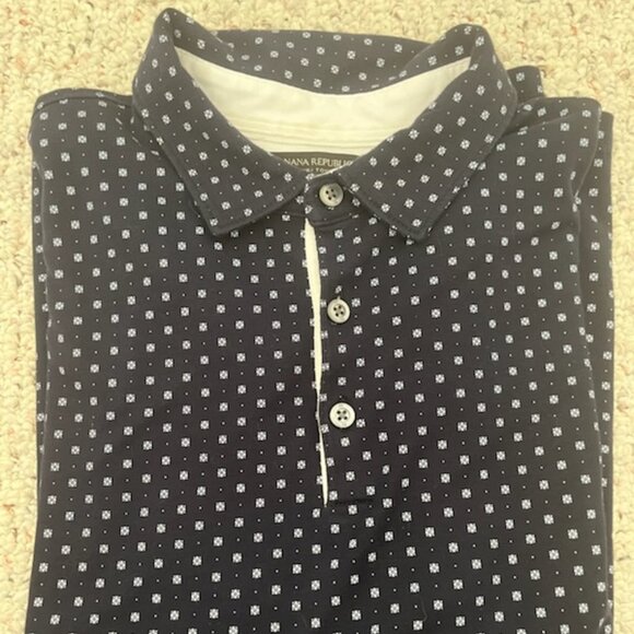 Banana Republic cotton polo:  navy blue with pattern, gently worn and versatile - Picture 1 of 4